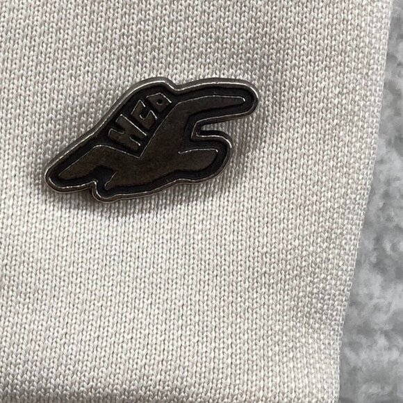 Hollister Mens Track Jacket Size Large White Blue Felt Spellout Logo Stripes Y2K - Picture 3 of 10